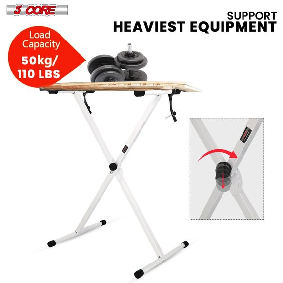 Keyboard Stand Single X Style Adjustable Lift Piano Riser For 49To88 Keys White - Picture 3 of 7